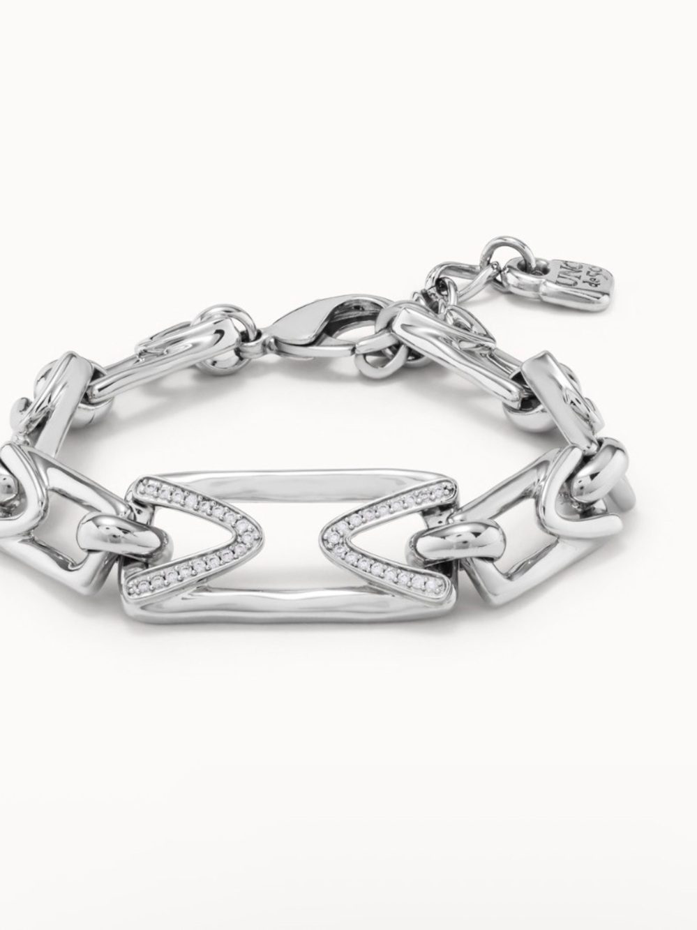 Uno de 50 Bracelet with central link with topaz and small links